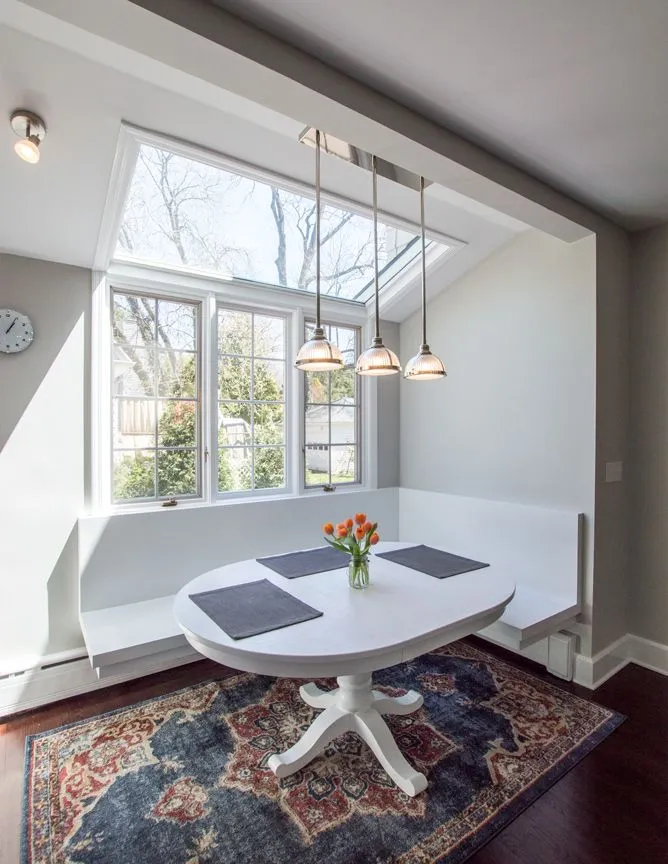 Custom home addition featuring skylight and built-in seating in Fairfield County